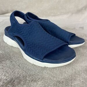 Skechers Summits Womens Sandal Size 7 Blue Knit Yoga Foam Slingback NEW